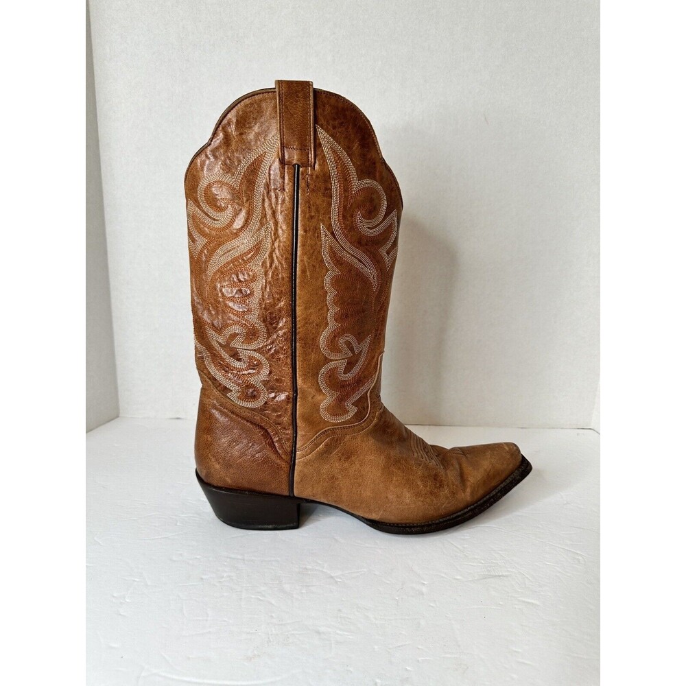 JB Dillon Boots Men Genuine Leather Brown Western Cowboy Pull On sz 11B